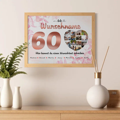 Poster personalisiert für Tante 60 Geburstag Eigener Wunschtext