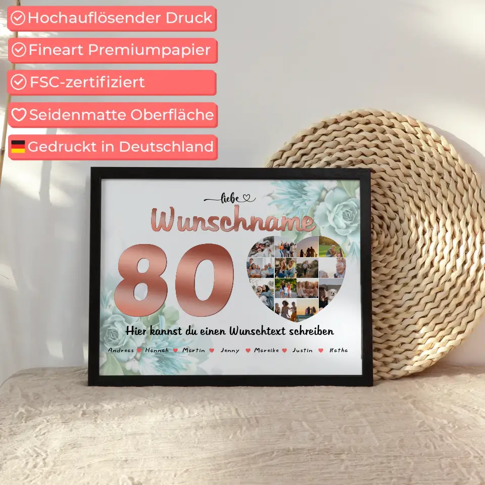 80 Geburstag Poster für Tante Personalisiert Wunschname 14 Fotos