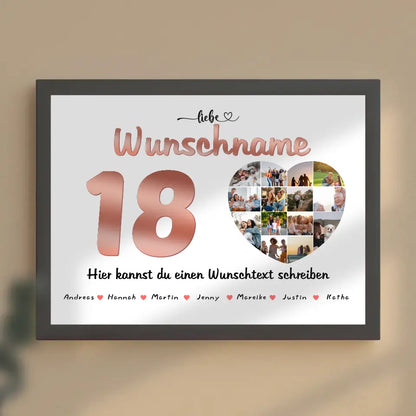 Personalisiertes Beste Freundin Poster 18 Geburstag Fotocollage