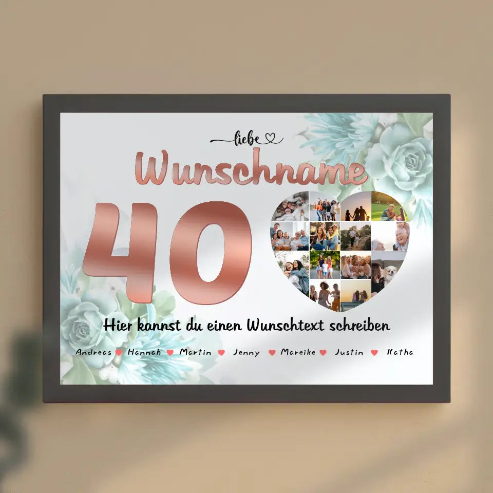 Schwester Poster personalisiert für 40 Geburstag Eigener Wunschtext