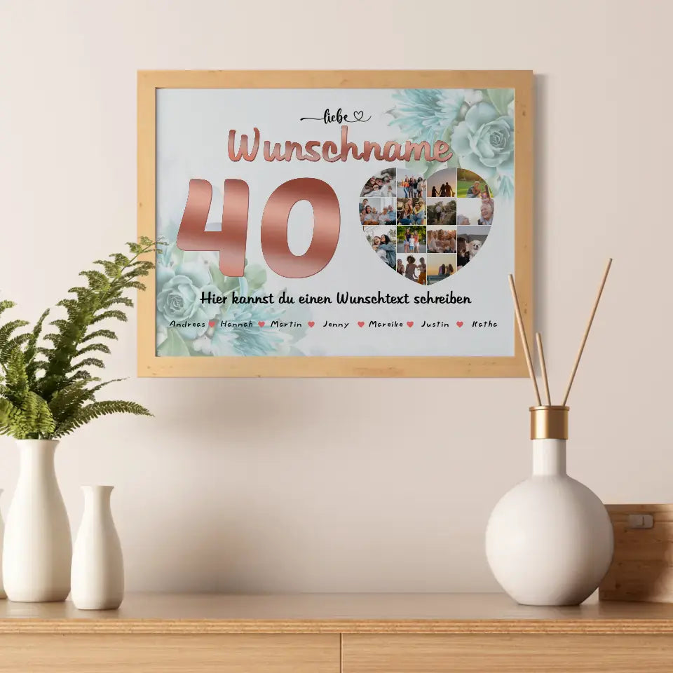 Schwester Poster personalisiert für 40 Geburstag Eigener Wunschtext