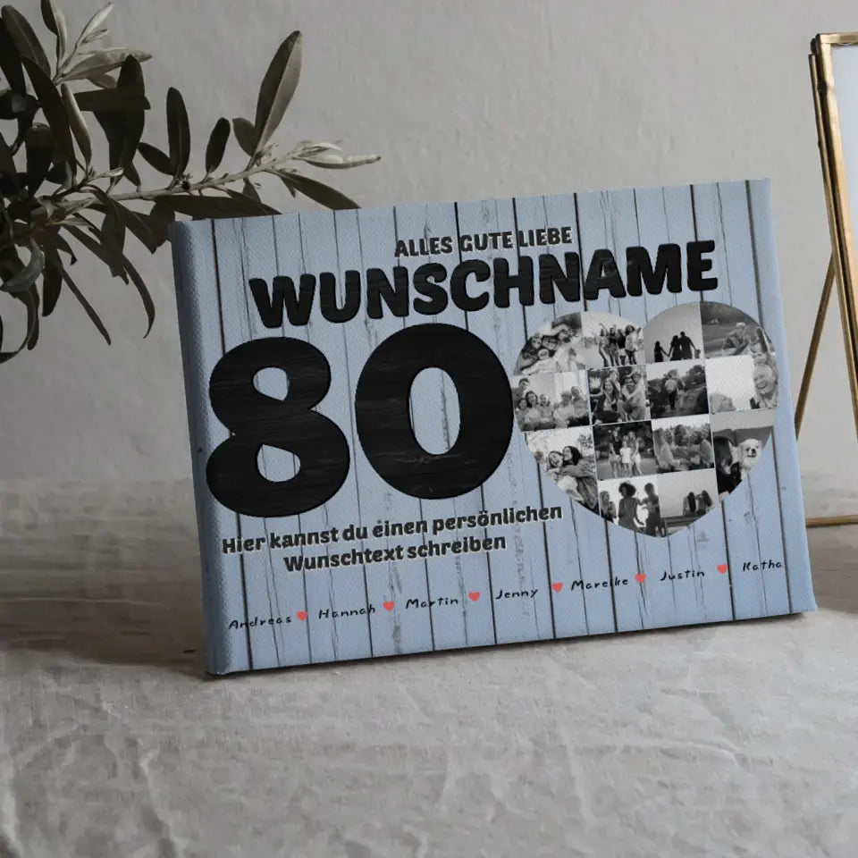 Poster mit Wunschname personalisiert 80 Geburstag Eigener Text