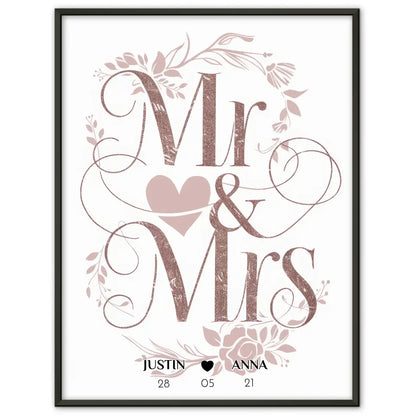 Liebes Poster Mr & Mrs Hochzeit & Verlobung Personalisiert