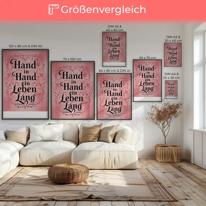 Liebesposter Hand In Hand für dein Schatz Personalisiert