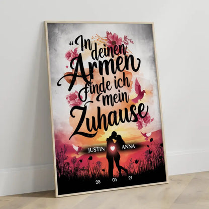 Paar Poster In Deinen Armen Finde Ich Mein Zuhause personalisiert