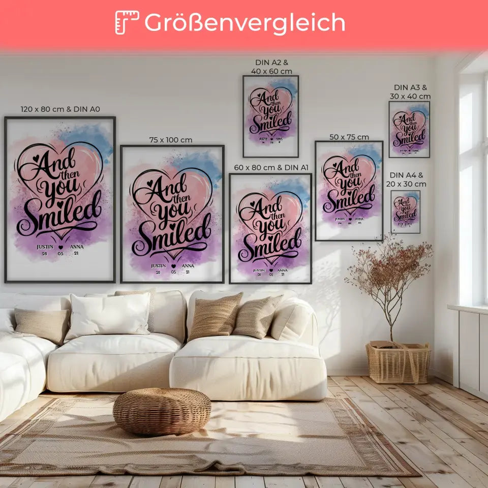 Personalisiertes Poster für Paare And Then You Smiled