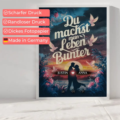 Poster für Paare personalisiert Du Machst Mein Leben Bunter