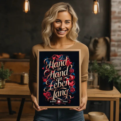 Personalisiertes Liebes Geschenk Hand In Hand Ein Leben Lang Poster