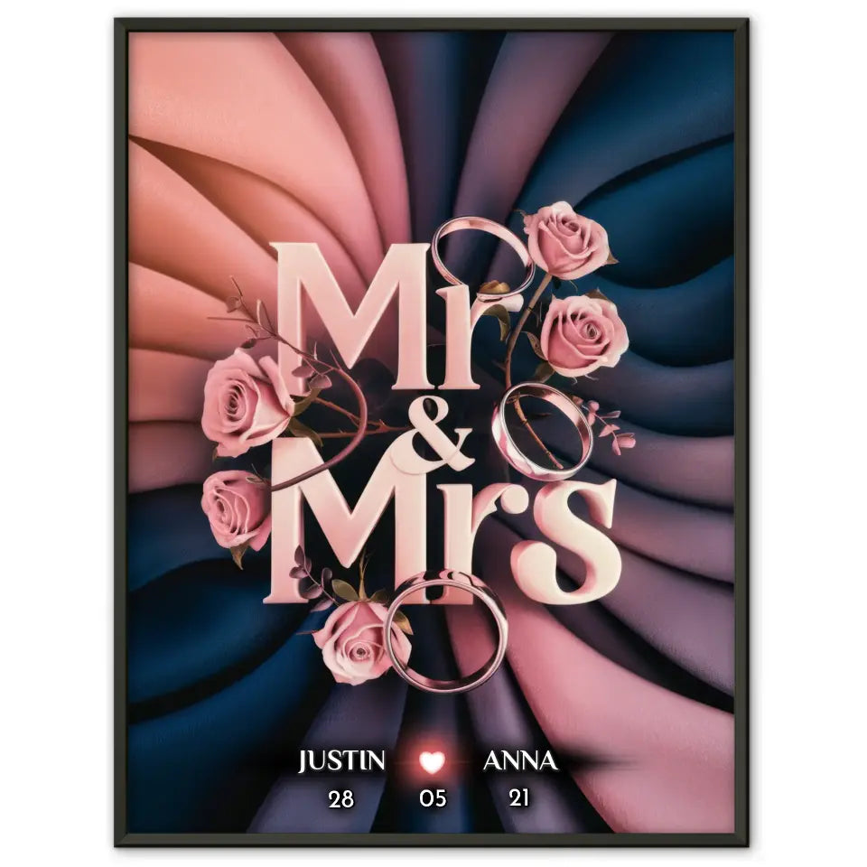 Personalisiertes Poster Paar Mr & Mrs Hochzeit & Verlobung Liebe