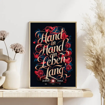 Personalisiertes Liebes Geschenk Hand In Hand Ein Leben Lang Poster
