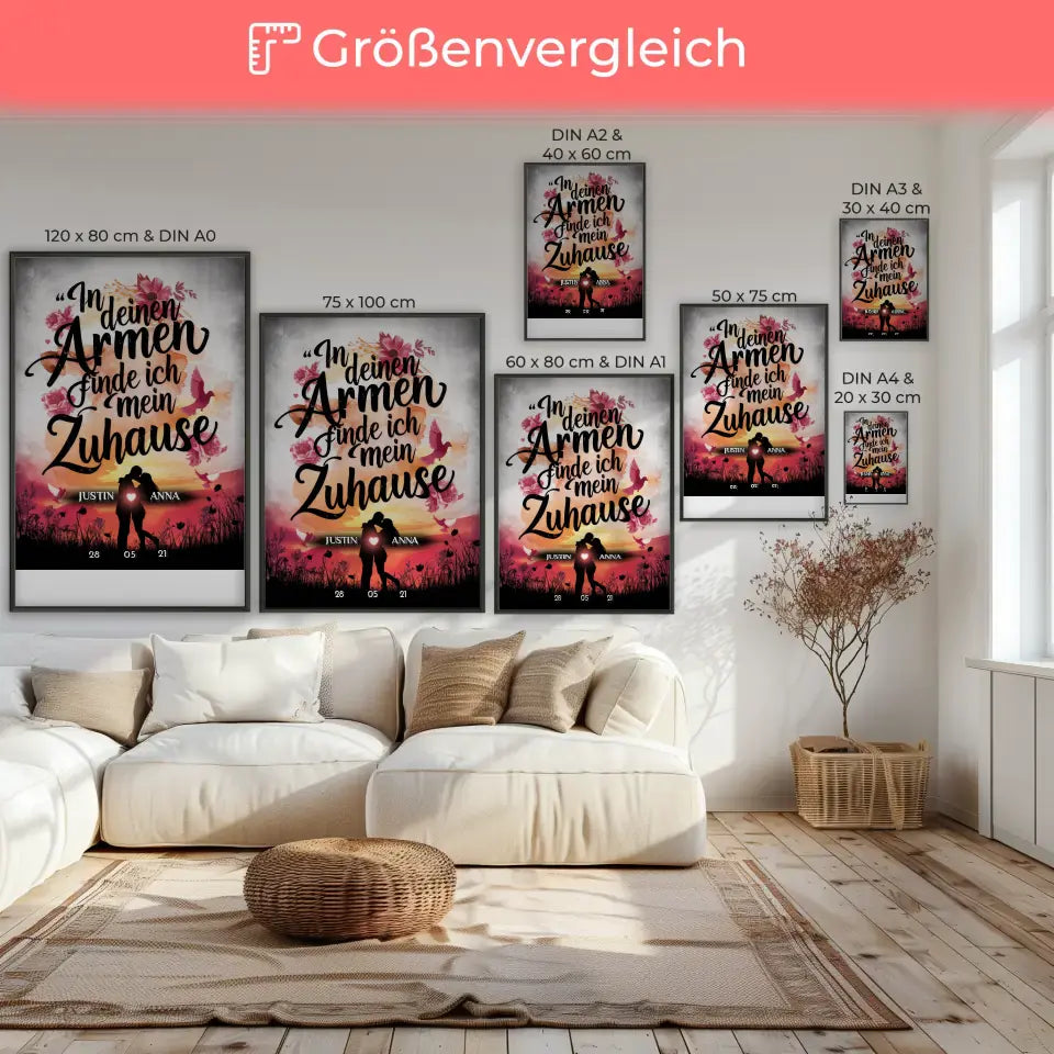 Paar Poster In Deinen Armen Finde Ich Mein Zuhause personalisiert