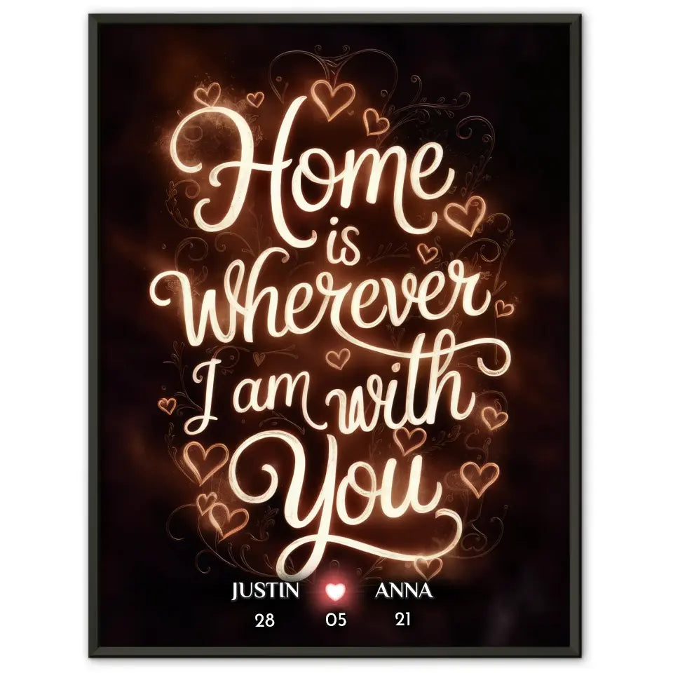 Pärchen Poster Home Is Wherever I Am With You Personalisiert