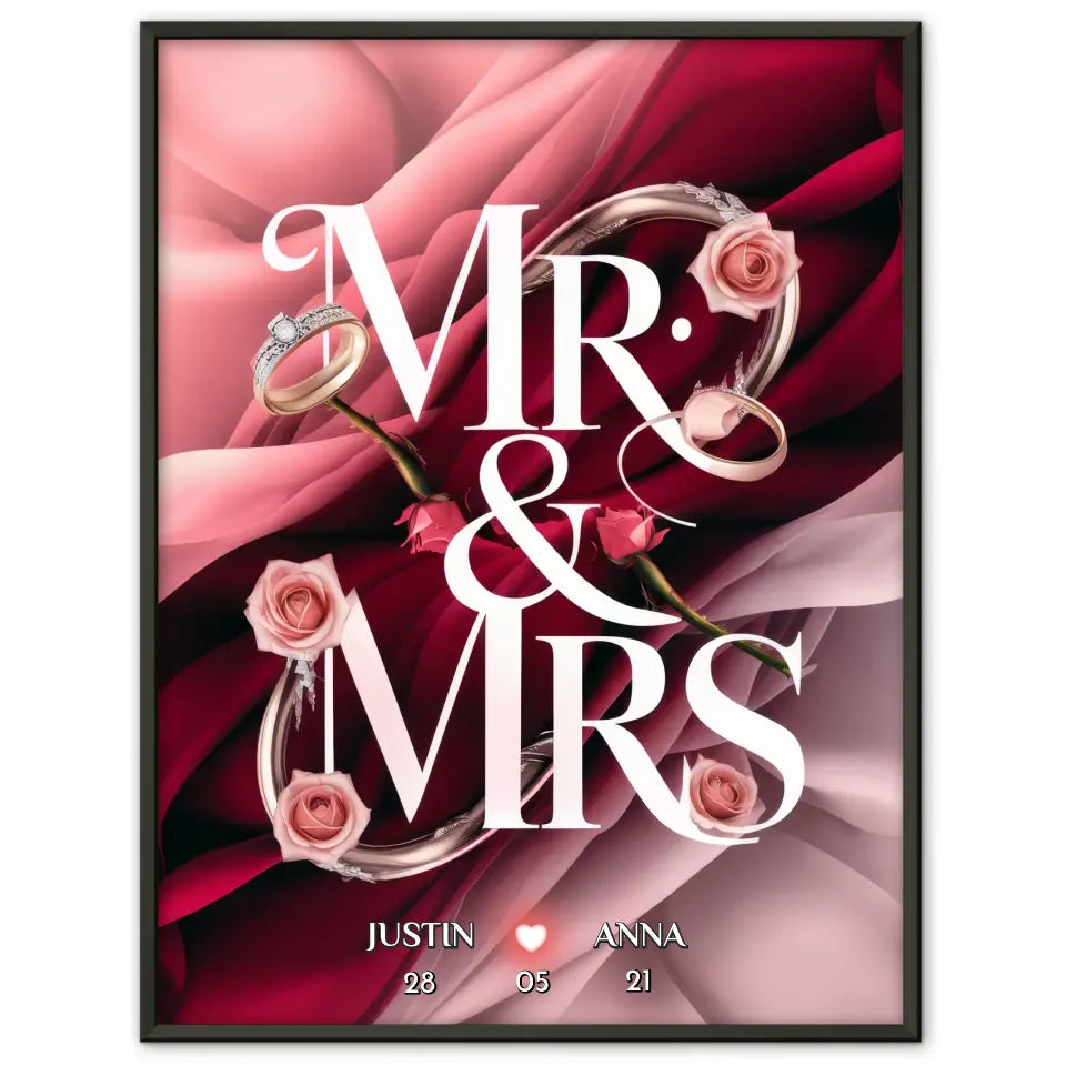 Personalisiertes Poster für Paare Mr & Mrs Liebesbild für Sie