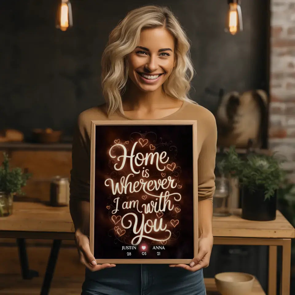 Pärchen Poster Home Is Wherever I Am With You Personalisiert