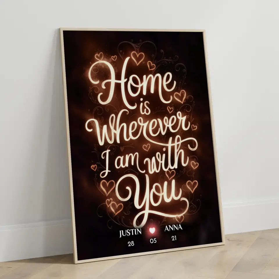 Pärchen Poster Home Is Wherever I Am With You Personalisiert