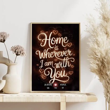 Pärchen Poster Home Is Wherever I Am With You Personalisiert