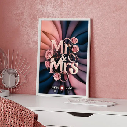 Personalisiertes Poster Paar Mr & Mrs Hochzeit & Verlobung Liebe