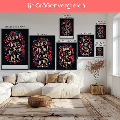 Personalisiertes Liebes Geschenk Hand In Hand Ein Leben Lang Poster