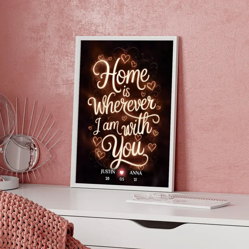 Pärchen Poster Home Is Wherever I Am With You Personalisiert