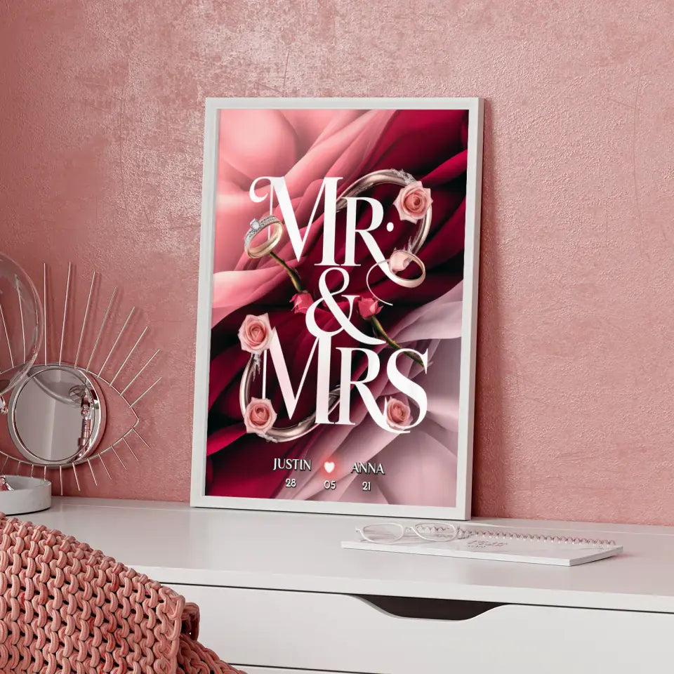 Personalisiertes Poster für Paare Mr & Mrs Liebesbild für Sie