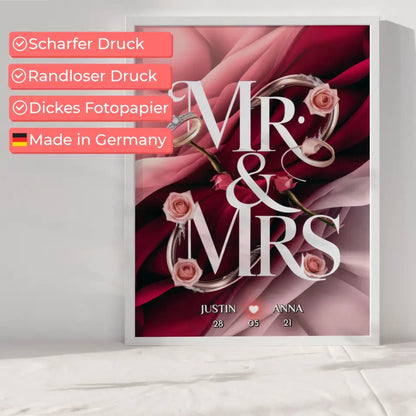 Personalisiertes Poster für Paare Mr & Mrs Liebesbild für Sie