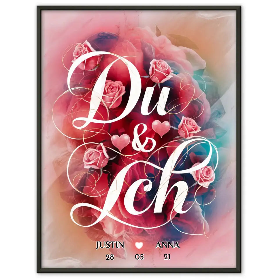 Poster personalisiert Du & Ich Geschenk für Freundin Liebesposter