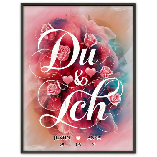 Poster personalisiert Du & Ich Geschenk für Freundin Liebesposter