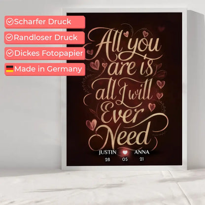 Liebesposter für Dein Schatz All You Are Geschenk Personalisiert