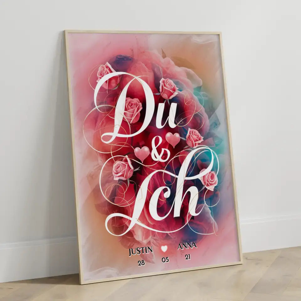 Poster personalisiert Du & Ich Geschenk für Freundin Liebesposter