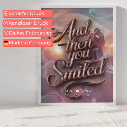 Poster Liebe Personalisiert And Then You Smiled für Paare