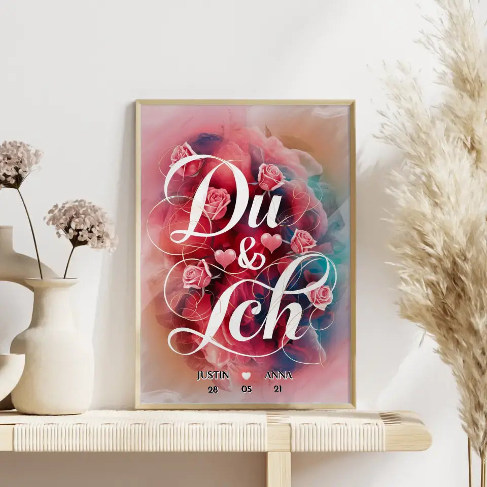 Poster personalisiert Du & Ich Geschenk für Freundin Liebesposter