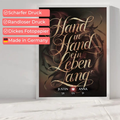 Liebesposter Hand In Hand Ein Leben Lang Personalisiert