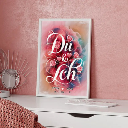 Poster personalisiert Du & Ich Geschenk für Freundin Liebesposter