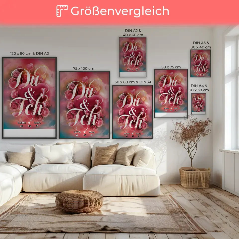 Personalisiertes Poster für Paare Du & Ich Geschenk für Freundin