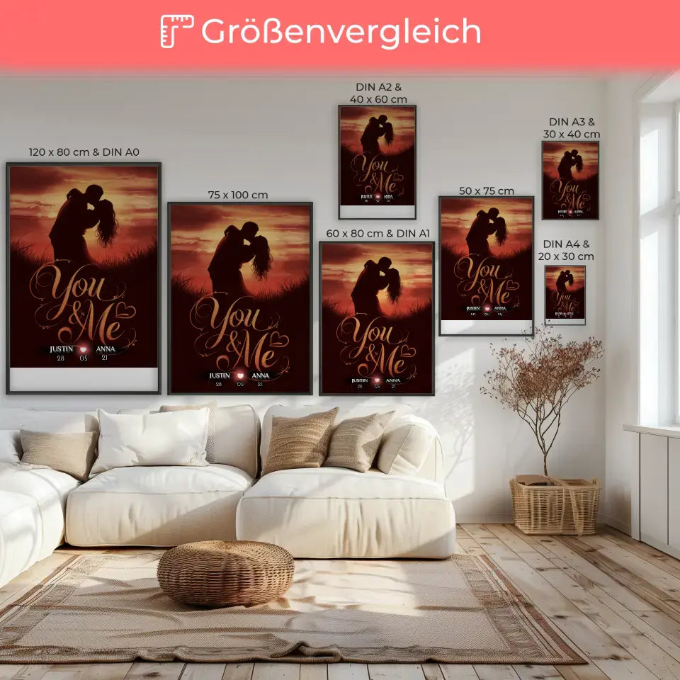 Paar Poster Hand In Hand Ein Leben Lang personalisiert