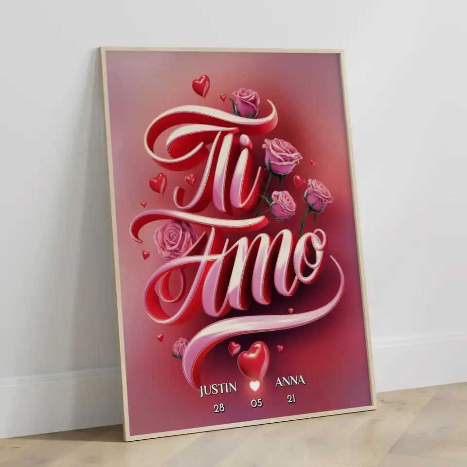 Personalisiertes Paar Poster Ti Amo Geschenk für Sie