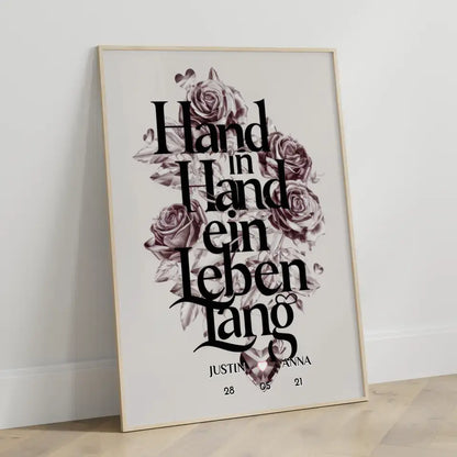 Personalisiertes Poster Paar Hand In Hand Ein Leben Lang Liebe