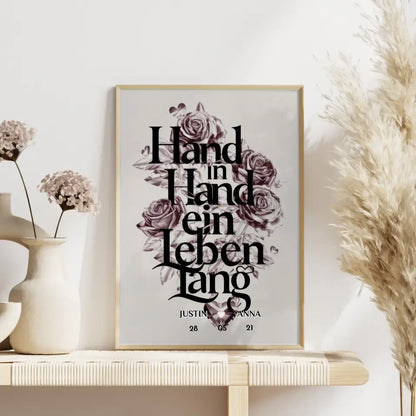 Personalisiertes Poster Paar Hand In Hand Ein Leben Lang Liebe