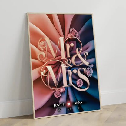 Pärchen Poster Mr & Mrs Liebesposter für Dein Schatz Personalisiert