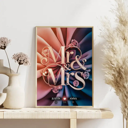 Pärchen Poster Mr & Mrs Liebesposter für Dein Schatz Personalisiert