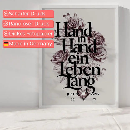 Personalisiertes Poster Paar Hand In Hand Ein Leben Lang Liebe