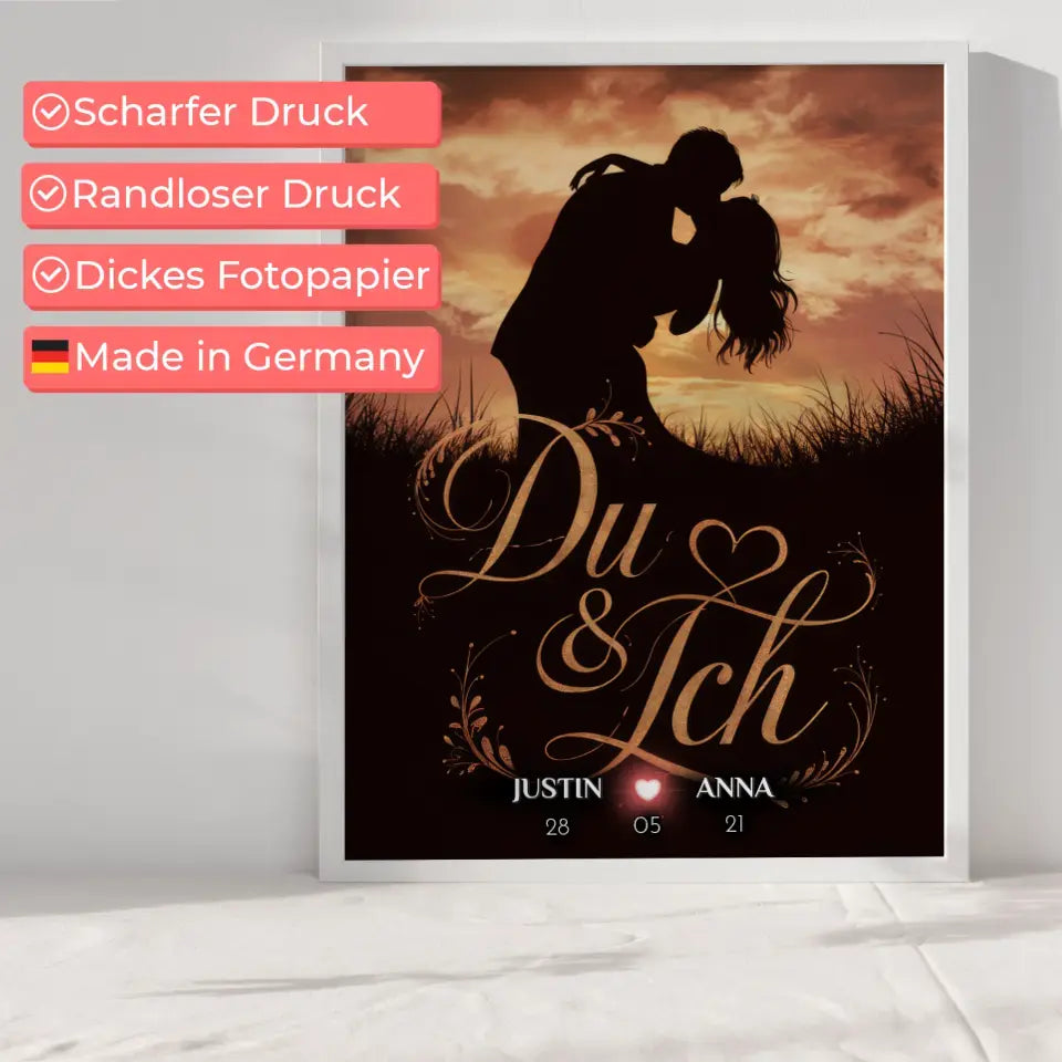 Poster personalisiert Du & Ich Geschenk für Sie Liebesbild