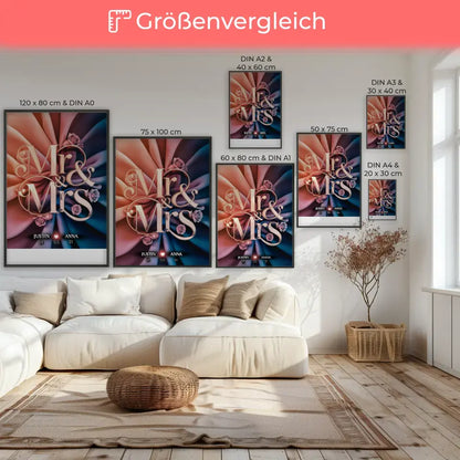 Pärchen Poster Mr & Mrs Liebesposter für Dein Schatz Personalisiert