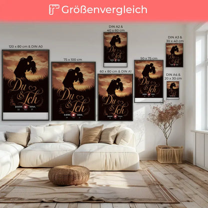 Poster personalisiert Du & Ich Geschenk für Sie Liebesbild