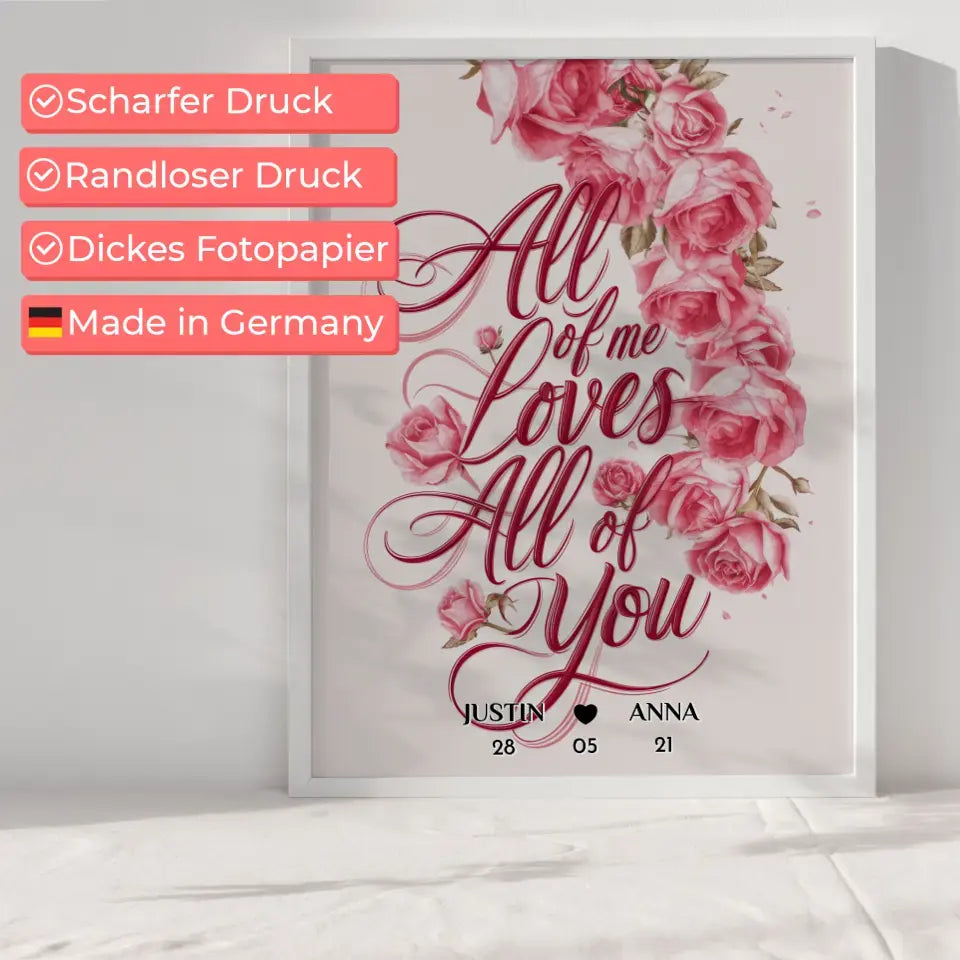 Liebes Poster All Of Me Loves All Of You Personalisiert