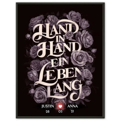 Poster für Freundin Hand in Hand Liebesposter personalisiert