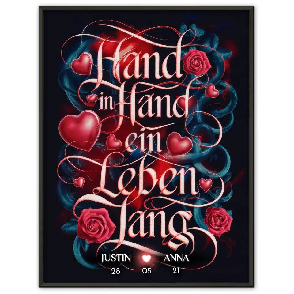 Personalisiertes Liebesposter Hand In Hand Ein Leben Lang