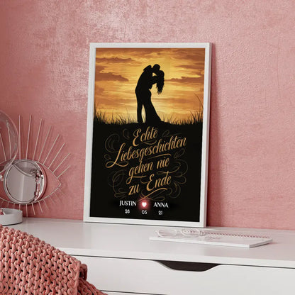 Poster für Paare personalisiert Echte Liebesgeschichten Geschenk