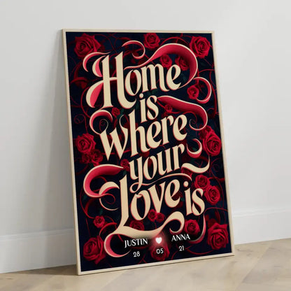 Personalisiertes Liebes Poster Home Is Where Your Love Is