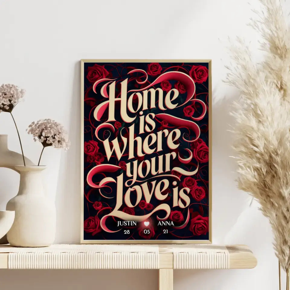 Personalisiertes Liebes Poster Home Is Where Your Love Is